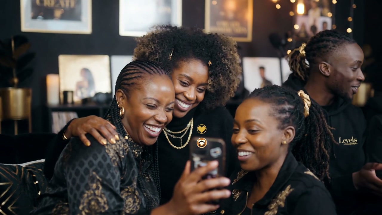 Friends filming a video together on a phone