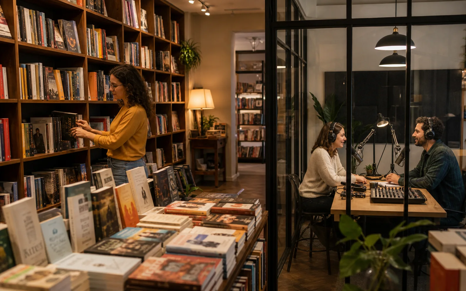 Bookstore and independent media recording studio