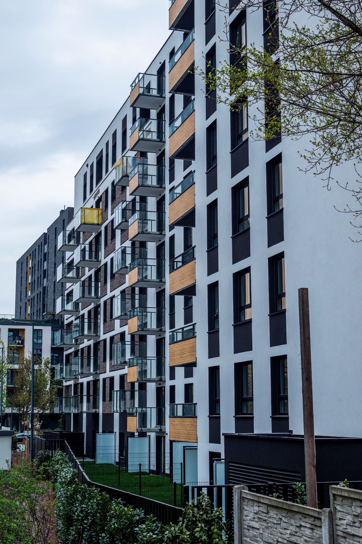 Modern apartment residences with balconies