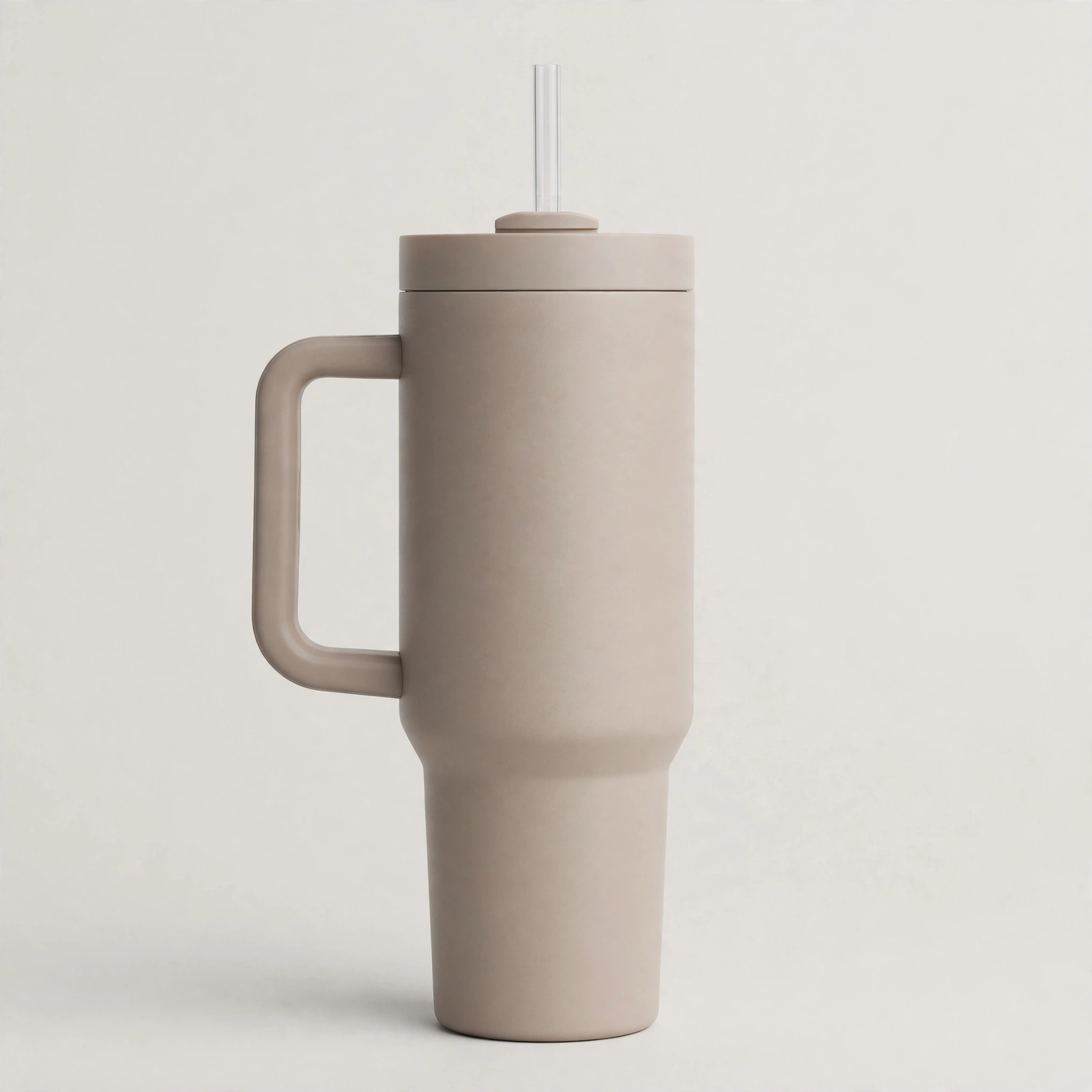 Large insulated travel tumbler with handle and straw